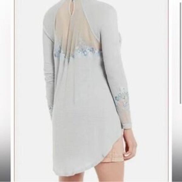 Free People Saheli Glacier Embroidered Floral Top Women’s Small Blue Pastel Boho - Picture 2 of 10